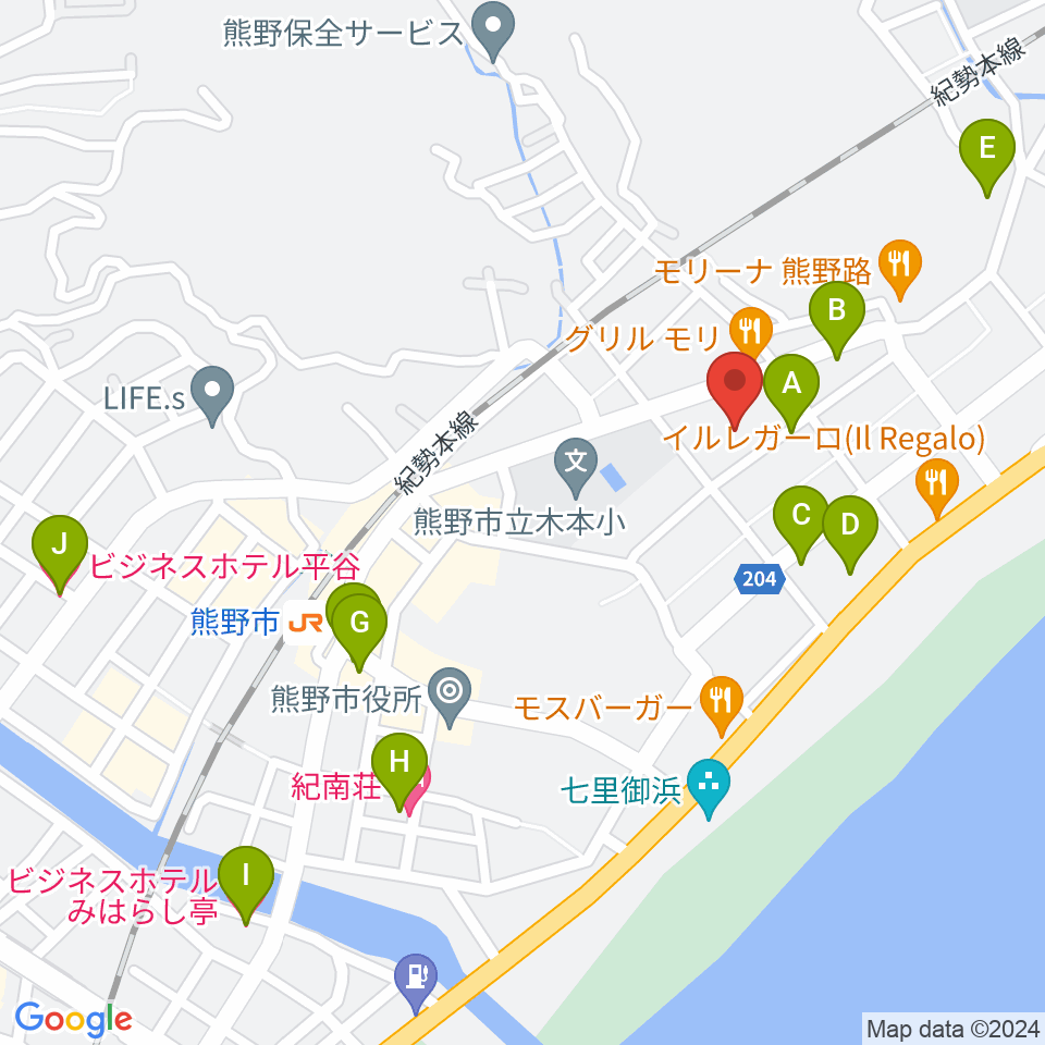 熊野市民会館周辺のホテル一覧地図