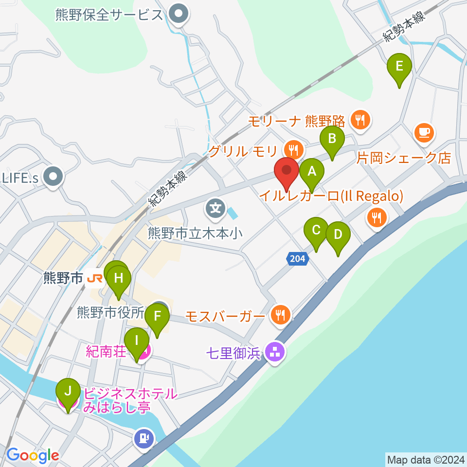 熊野市民会館周辺のホテル一覧地図