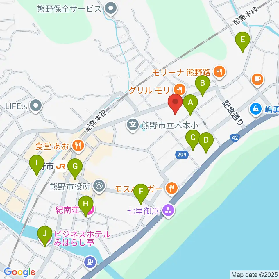 熊野市民会館周辺のホテル一覧地図