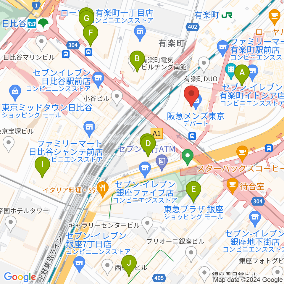 ヒューリックホール東京周辺のホテル一覧地図