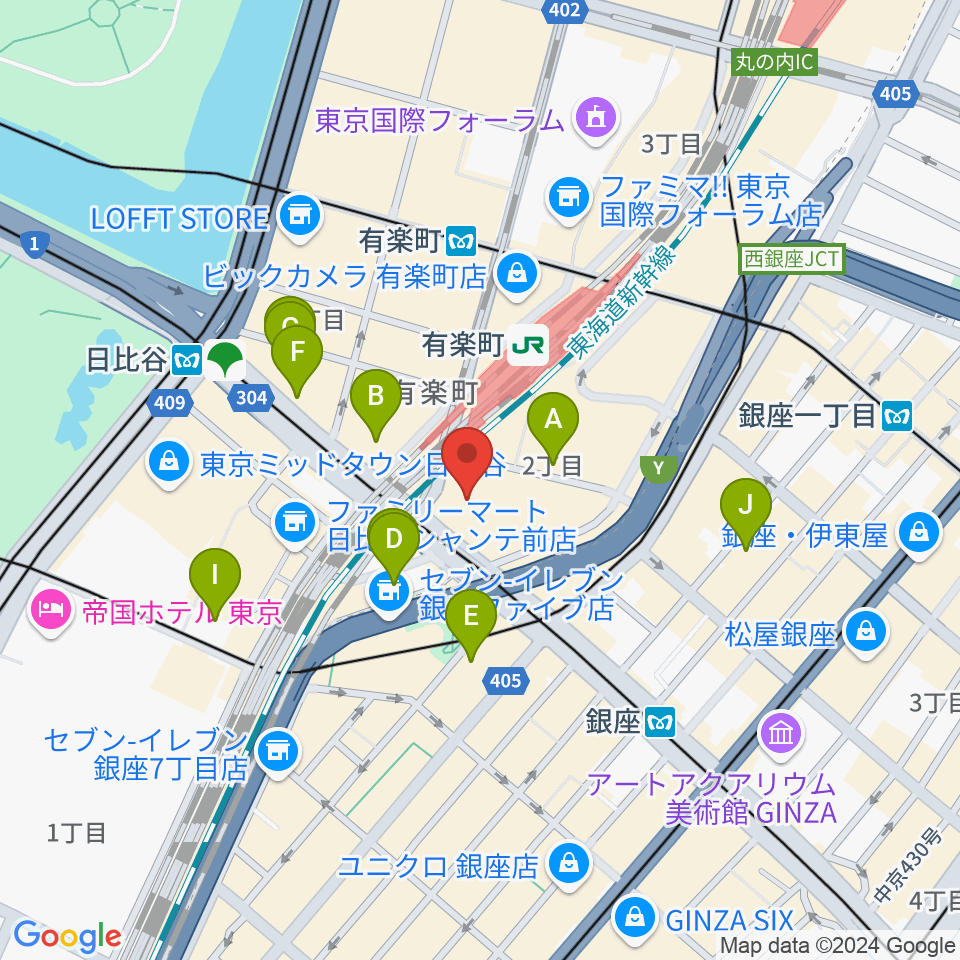 ヒューリックホール東京周辺のホテル一覧地図