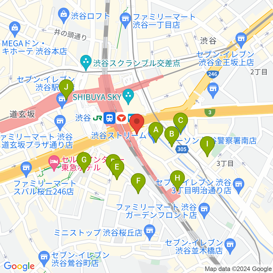 渋谷ストリームホール周辺のホテル一覧地図