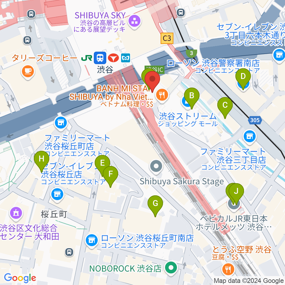 渋谷ストリームホール周辺のホテル一覧地図