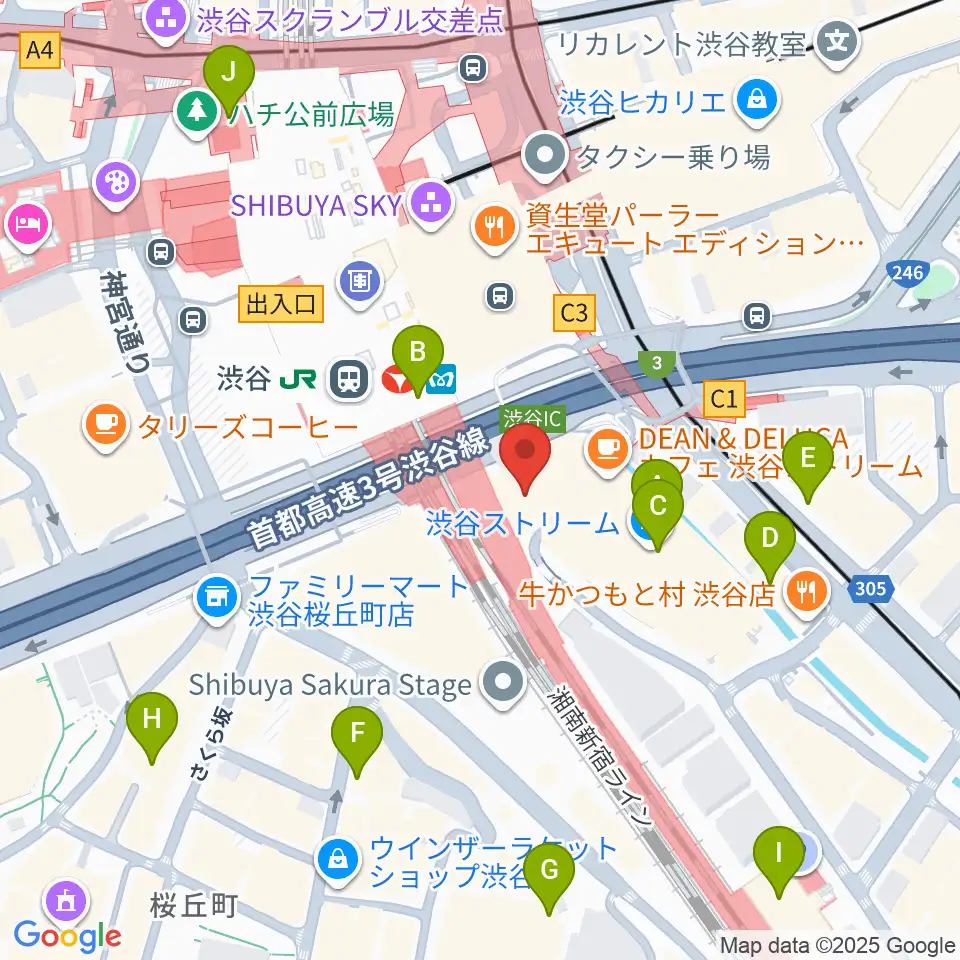 渋谷ストリームホール周辺のホテル一覧地図