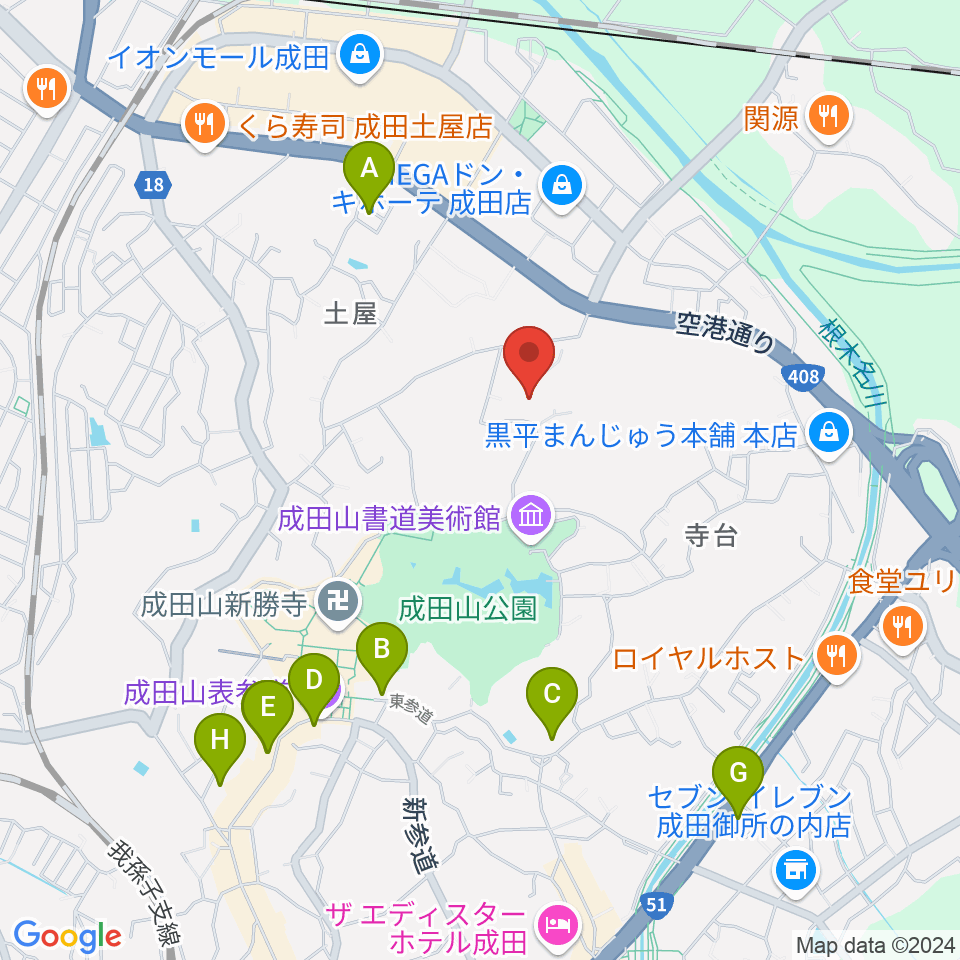 成田国際文化会館周辺のホテル一覧地図