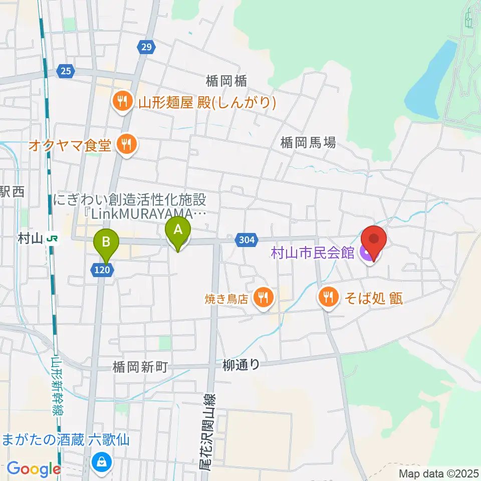村山市民会館周辺のホテル一覧地図