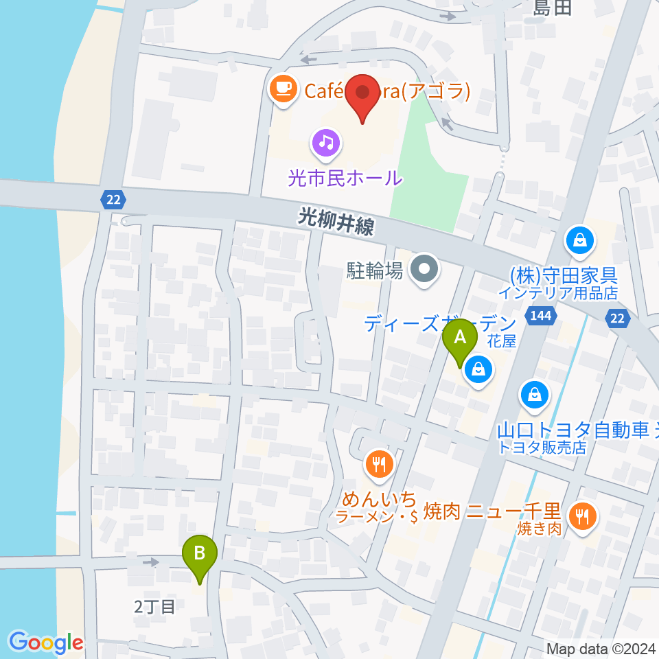 光市民ホール周辺のホテル一覧地図