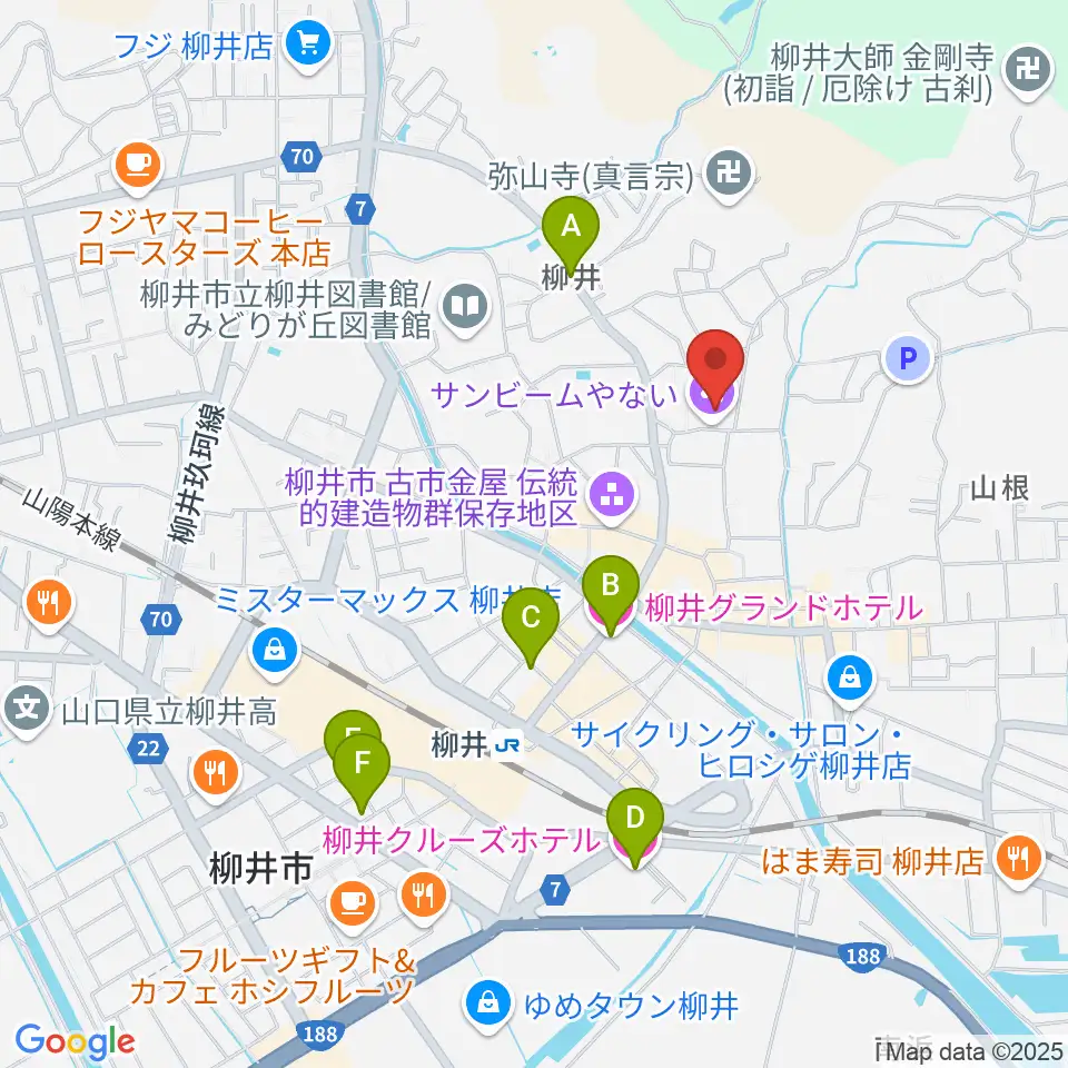 サンビームやない周辺のホテル一覧地図