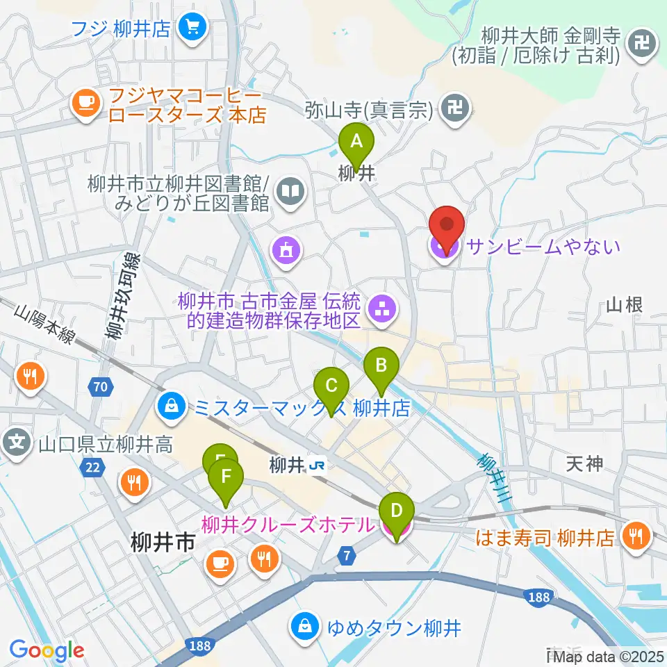 サンビームやない周辺のホテル一覧地図