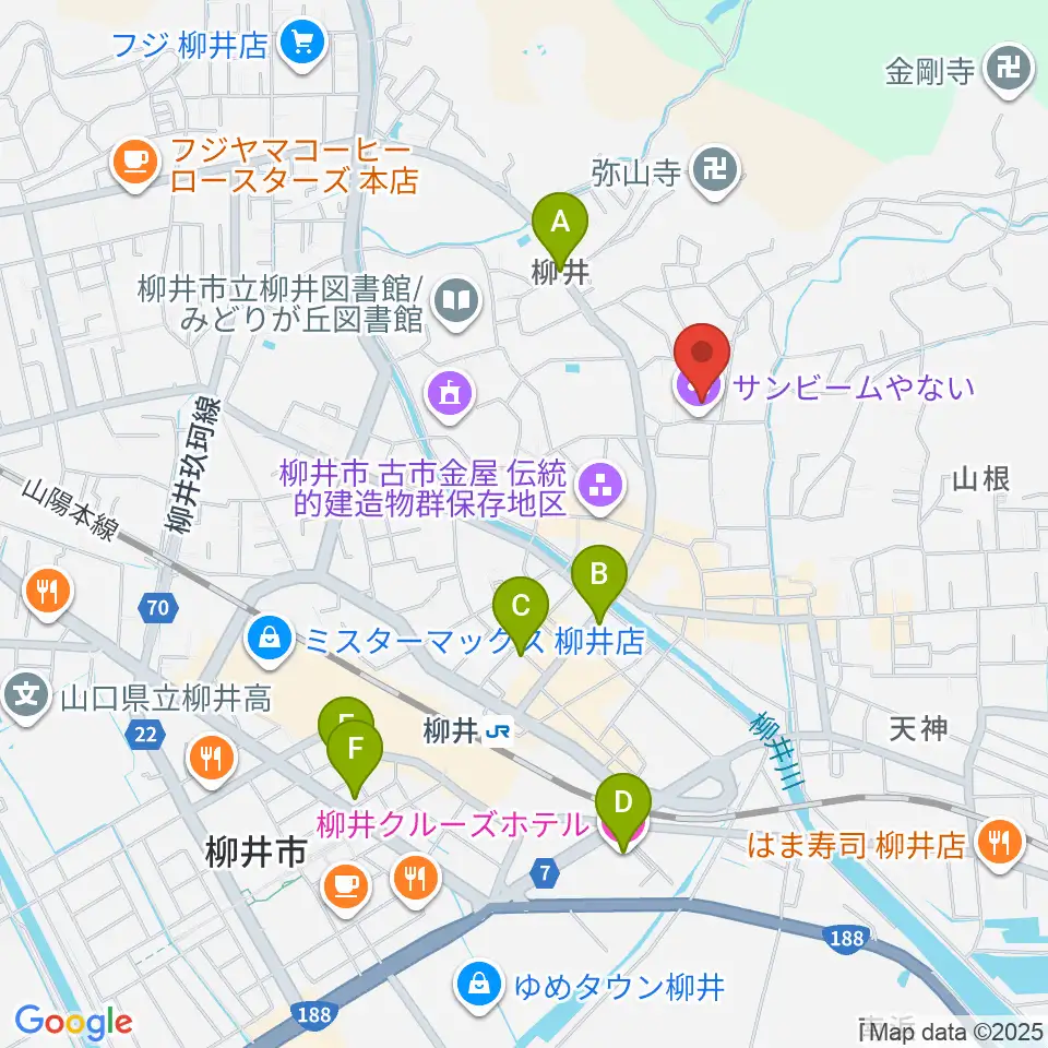 サンビームやない周辺のホテル一覧地図