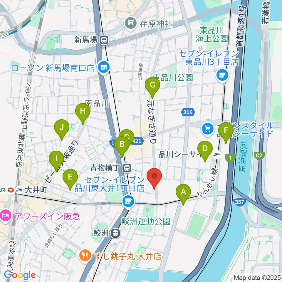 品川ハンビーホール周辺のホテル一覧地図