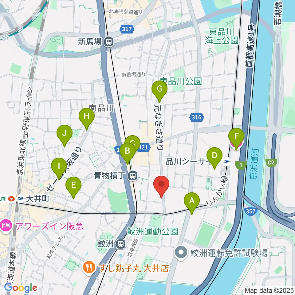 品川ハンビーホール周辺のホテル一覧地図