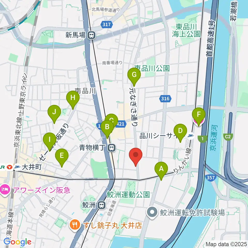 品川ハンビーホール周辺のホテル一覧地図