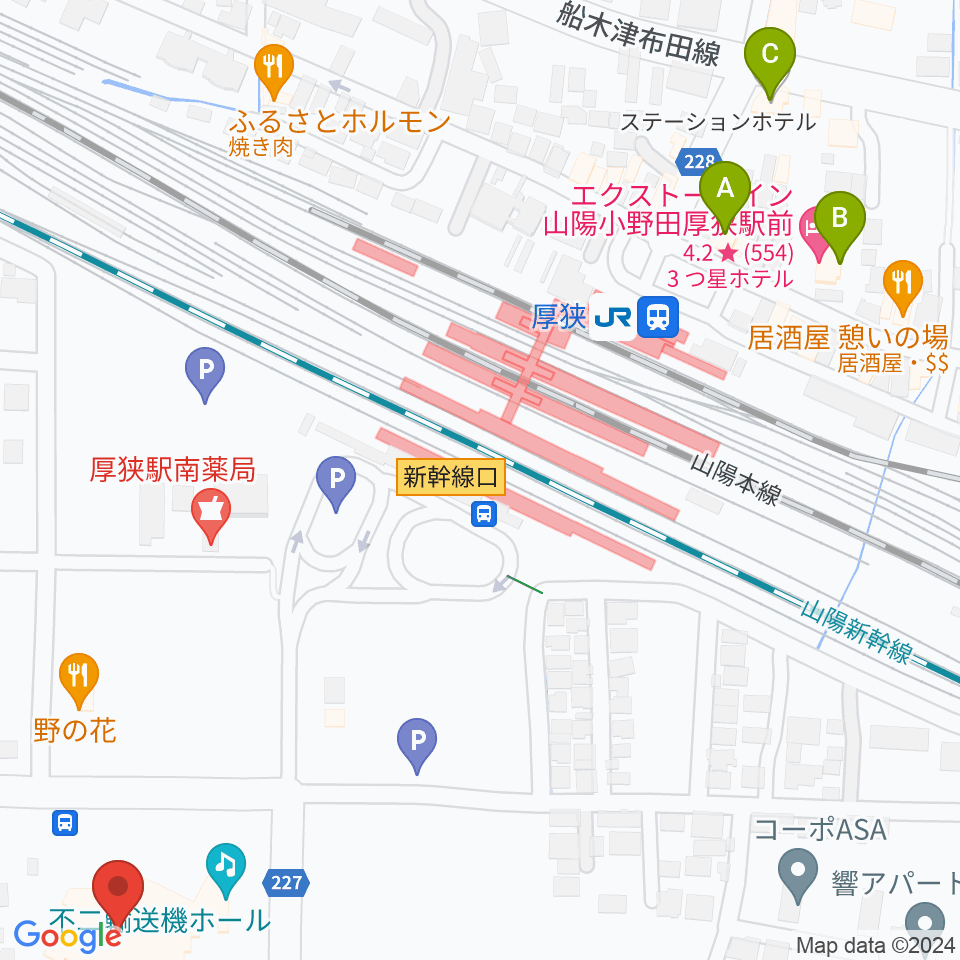 不二輸送機ホール周辺のホテル一覧地図