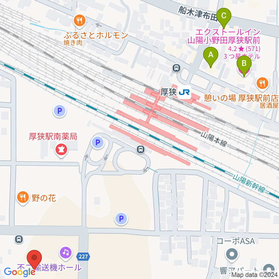 不二輸送機ホール周辺のホテル一覧地図