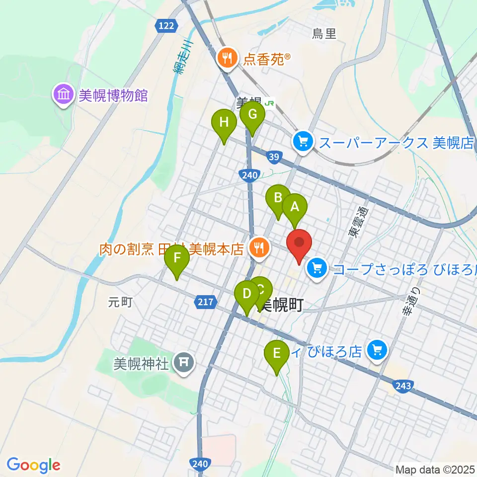 美幌町民会館びほーる周辺のホテル一覧地図
