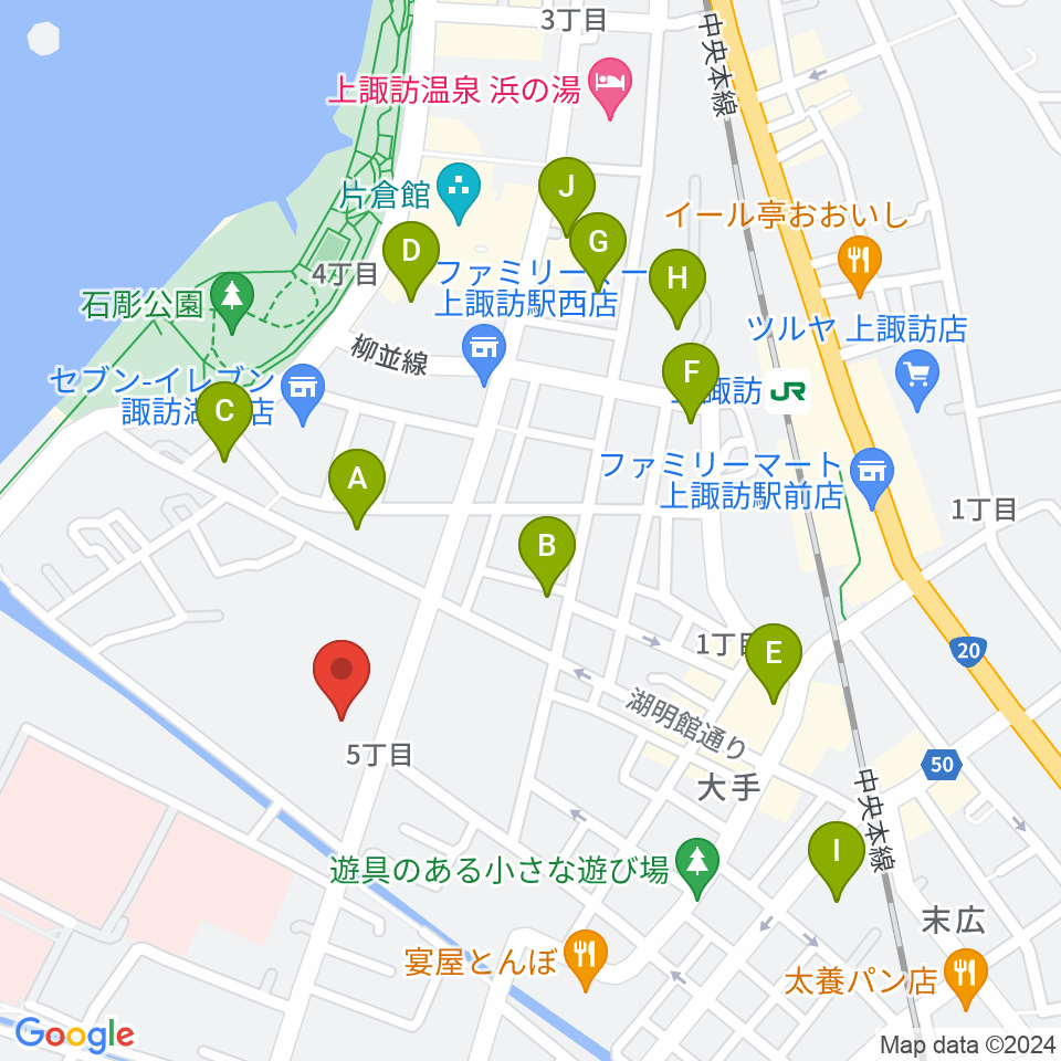 諏訪市文化センター周辺のホテル一覧地図