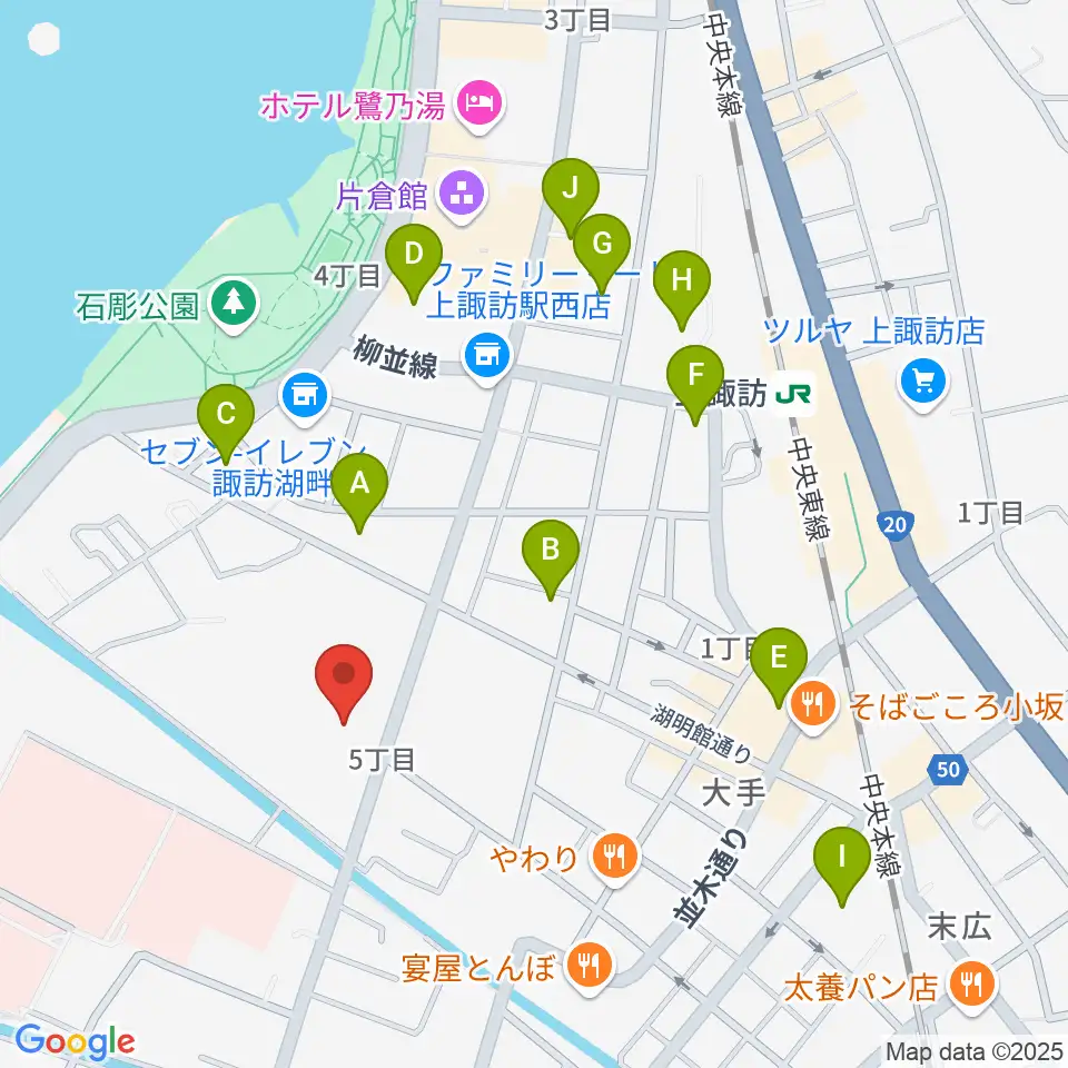諏訪市文化センター周辺のホテル一覧地図