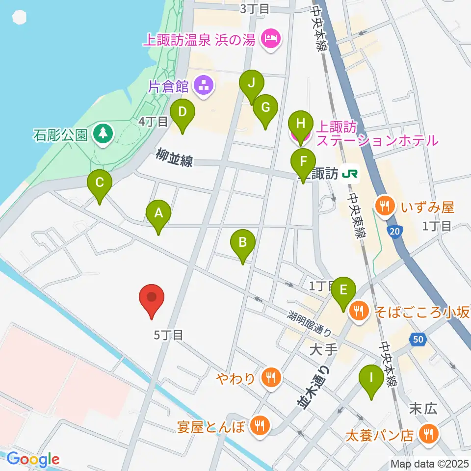諏訪市文化センター周辺のホテル一覧地図