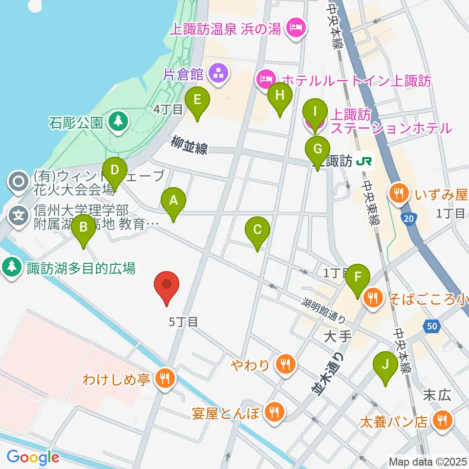 諏訪市文化センター周辺のホテル一覧地図