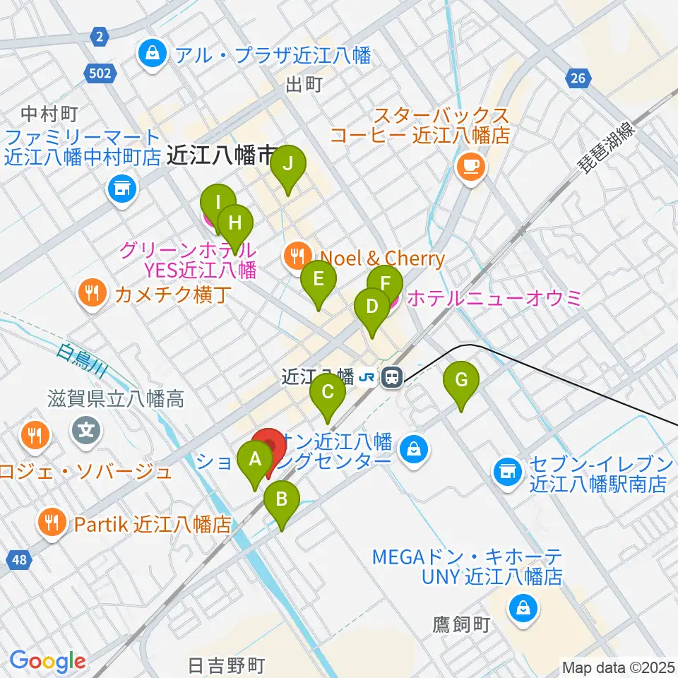 Eleven Guitars イレブンギターズ周辺のホテル一覧地図