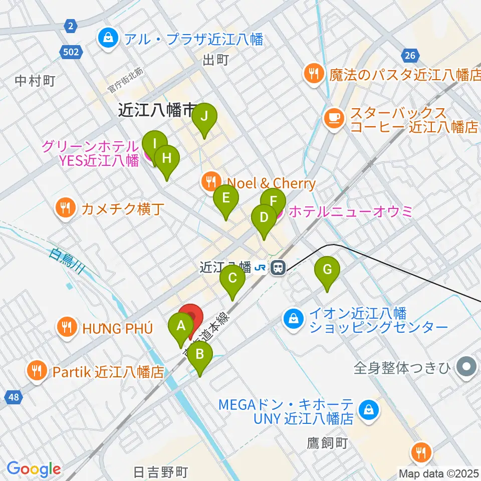 Eleven Guitars イレブンギターズ周辺のホテル一覧地図