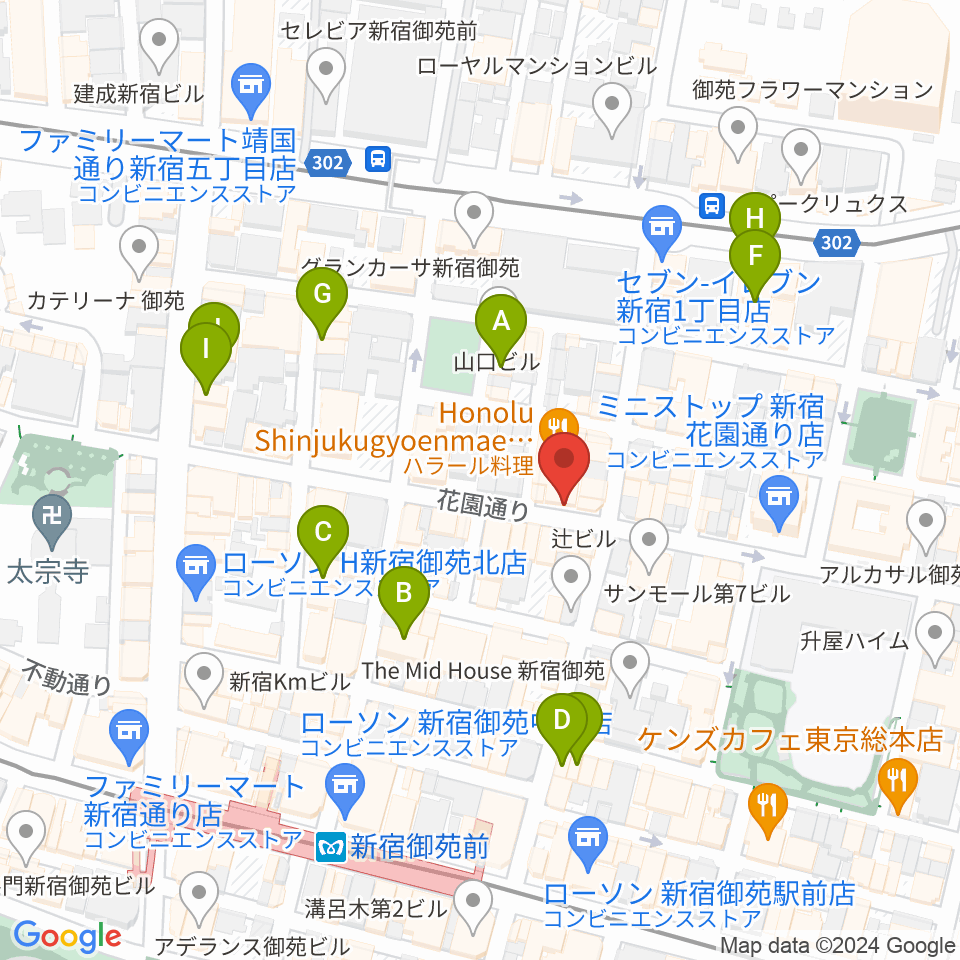 新宿御苑Only Yesterday周辺のホテル一覧地図