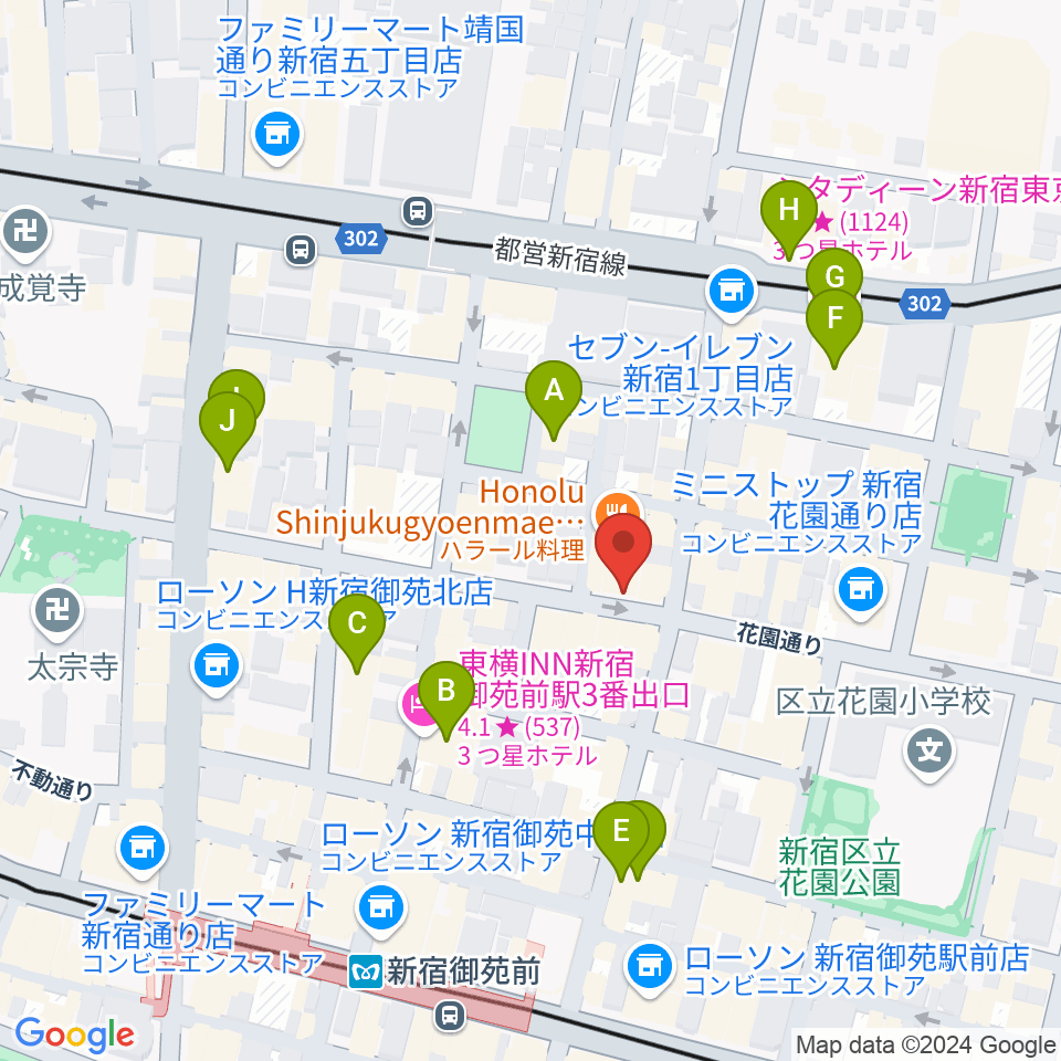 新宿御苑Only Yesterday周辺のホテル一覧地図