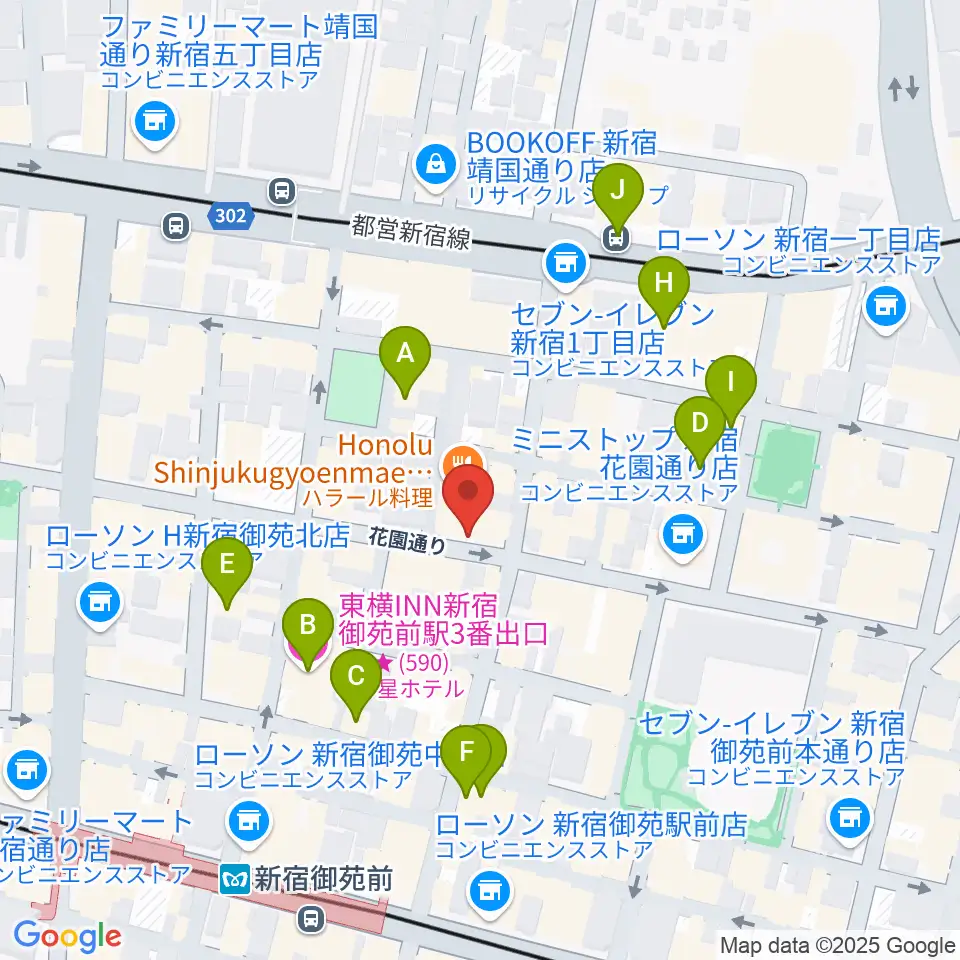 新宿御苑Only Yesterday周辺のホテル一覧地図