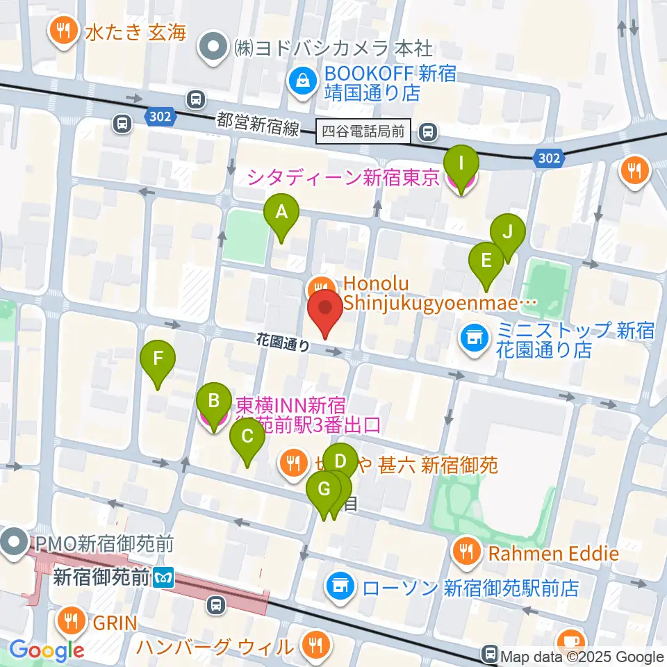 新宿御苑Only Yesterday周辺のホテル一覧地図