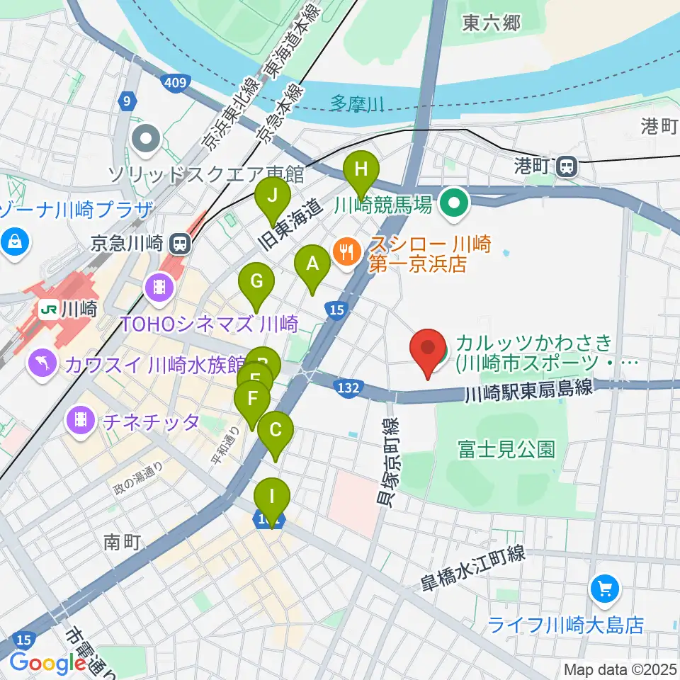 カルッツかわさき スポーツ周辺のホテル一覧地図