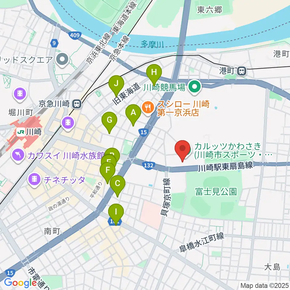 カルッツかわさき スポーツ周辺のホテル一覧地図