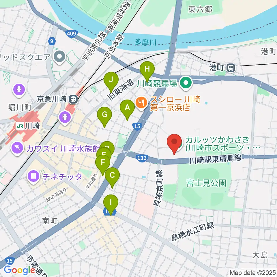 カルッツかわさき スポーツ周辺のホテル一覧地図