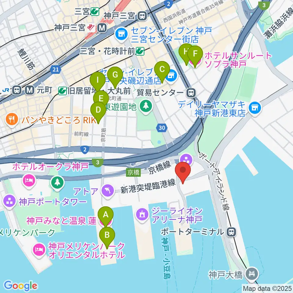 神戸ポートオアシス周辺のホテル一覧地図