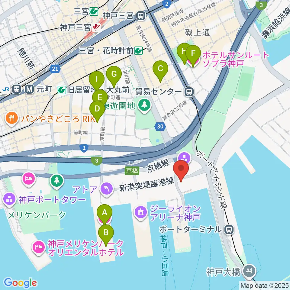 神戸ポートオアシス周辺のホテル一覧地図