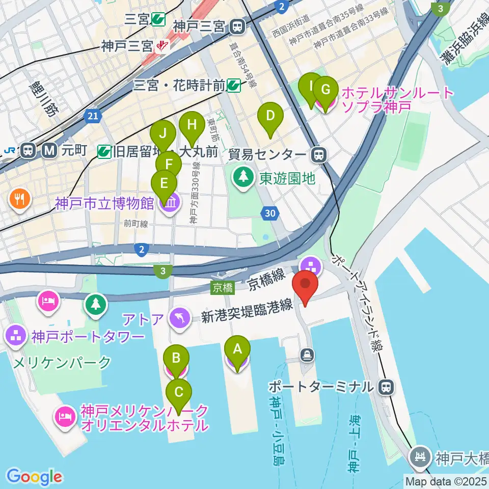 神戸ポートオアシス周辺のホテル一覧地図