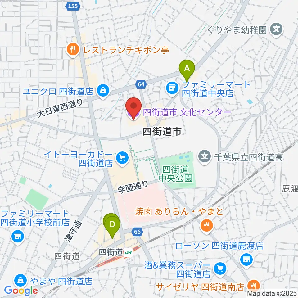 四街道市文化センター周辺のホテル一覧地図