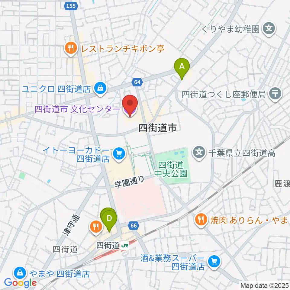 四街道市文化センター周辺のホテル一覧地図
