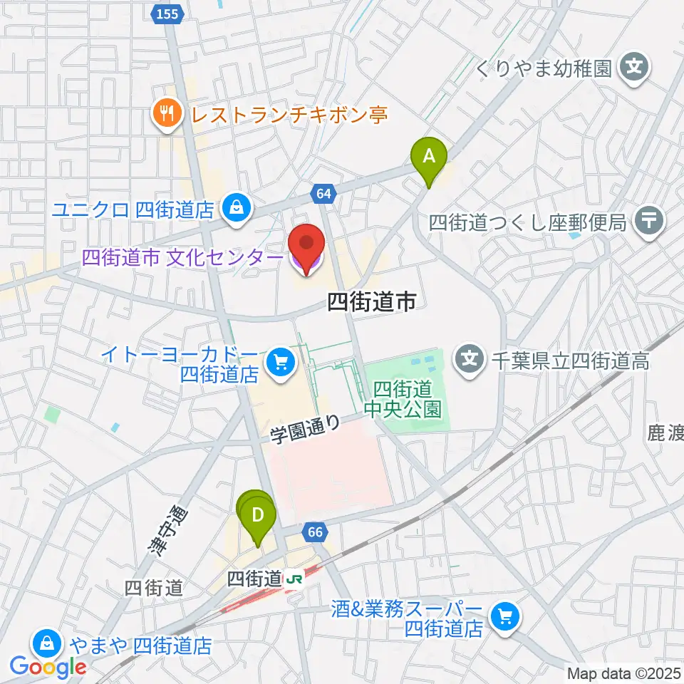 四街道市文化センター周辺のホテル一覧地図