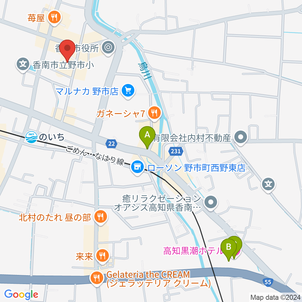 のいちふれあいセンター周辺のホテル一覧地図