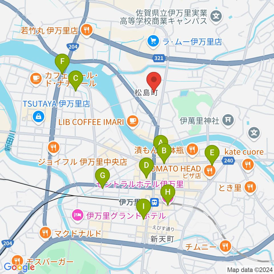 伊万里市民センター周辺のホテル一覧地図