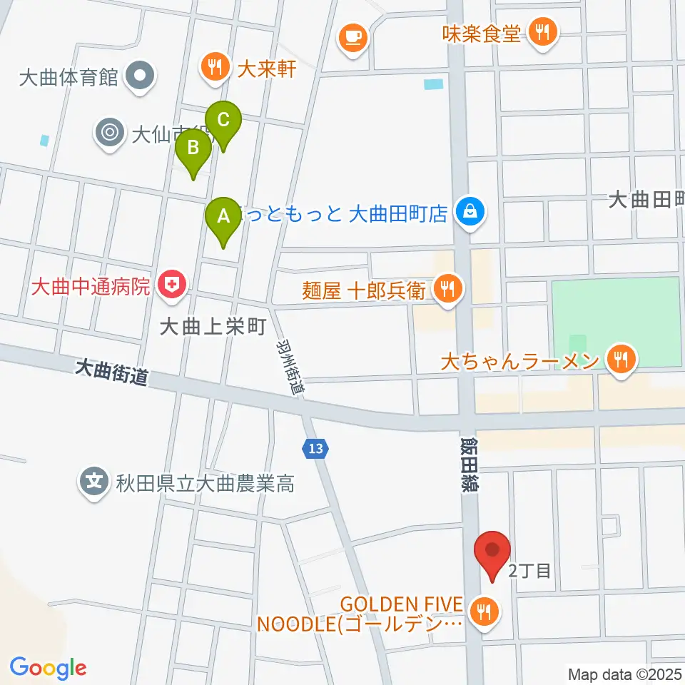 大曲市民会館周辺のホテル一覧地図