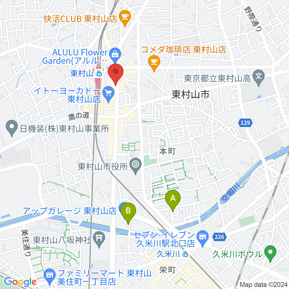 東村山市立中央公民館周辺のホテル一覧地図