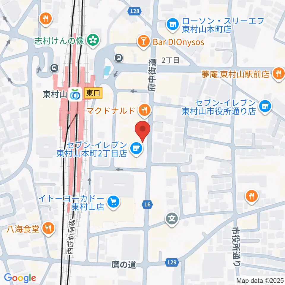 東村山市立中央公民館周辺のホテル一覧地図