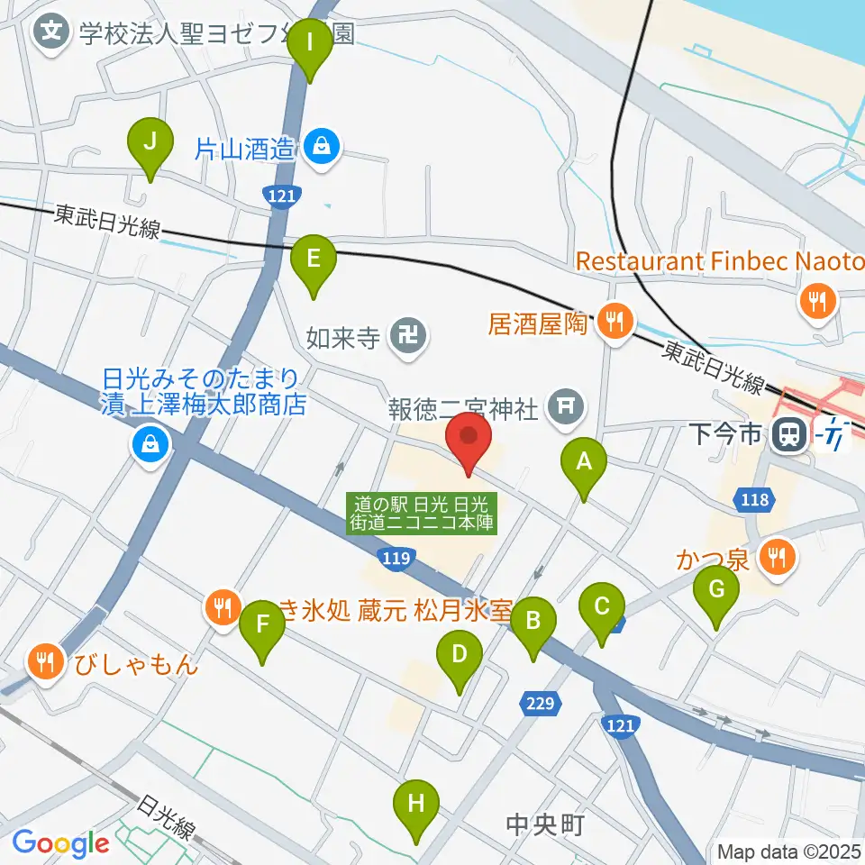 道の駅日光・ニコニコホール周辺のホテル一覧地図