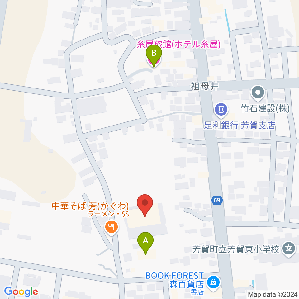 芳賀町民会館周辺のホテル一覧地図