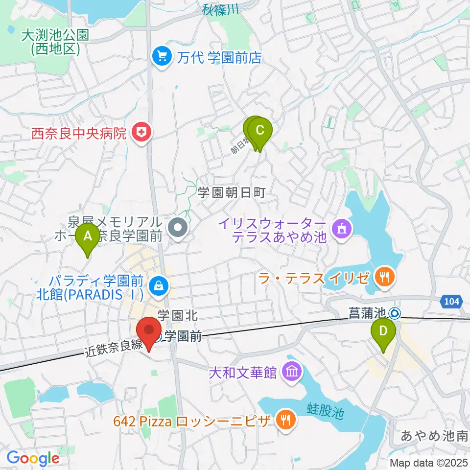 学園前ホール周辺のホテル一覧地図