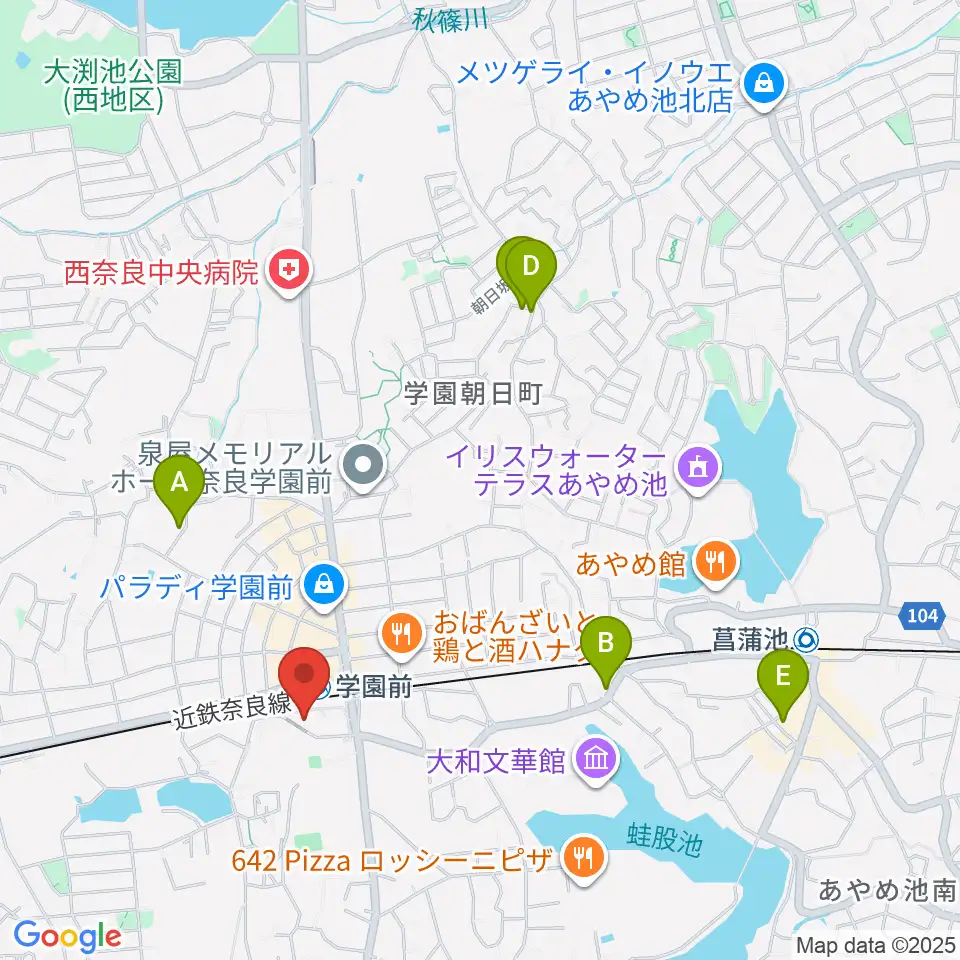 学園前ホール周辺のホテル一覧地図