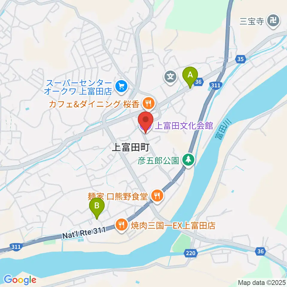 上富田文化会館周辺のホテル一覧地図