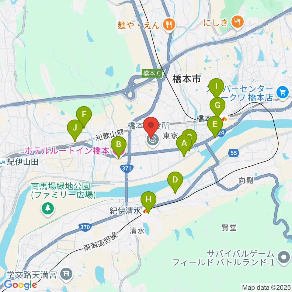 橋本市民会館周辺のホテル一覧地図